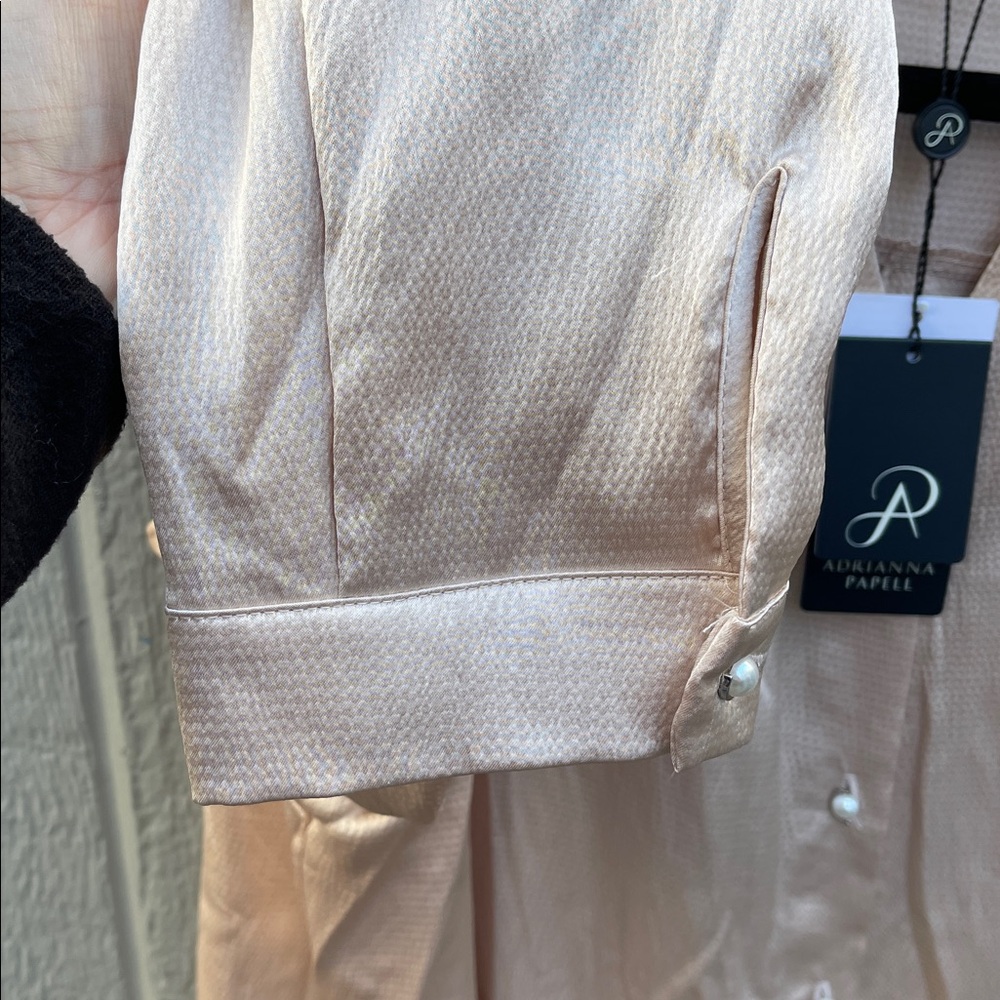 NWT Adrianna Papell Beige Textured Button Down Blouse Size: XL - Picture 6 of 9